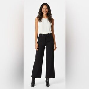 Anthropologie black straight leg ankle length pants, button/zipper closure, 25